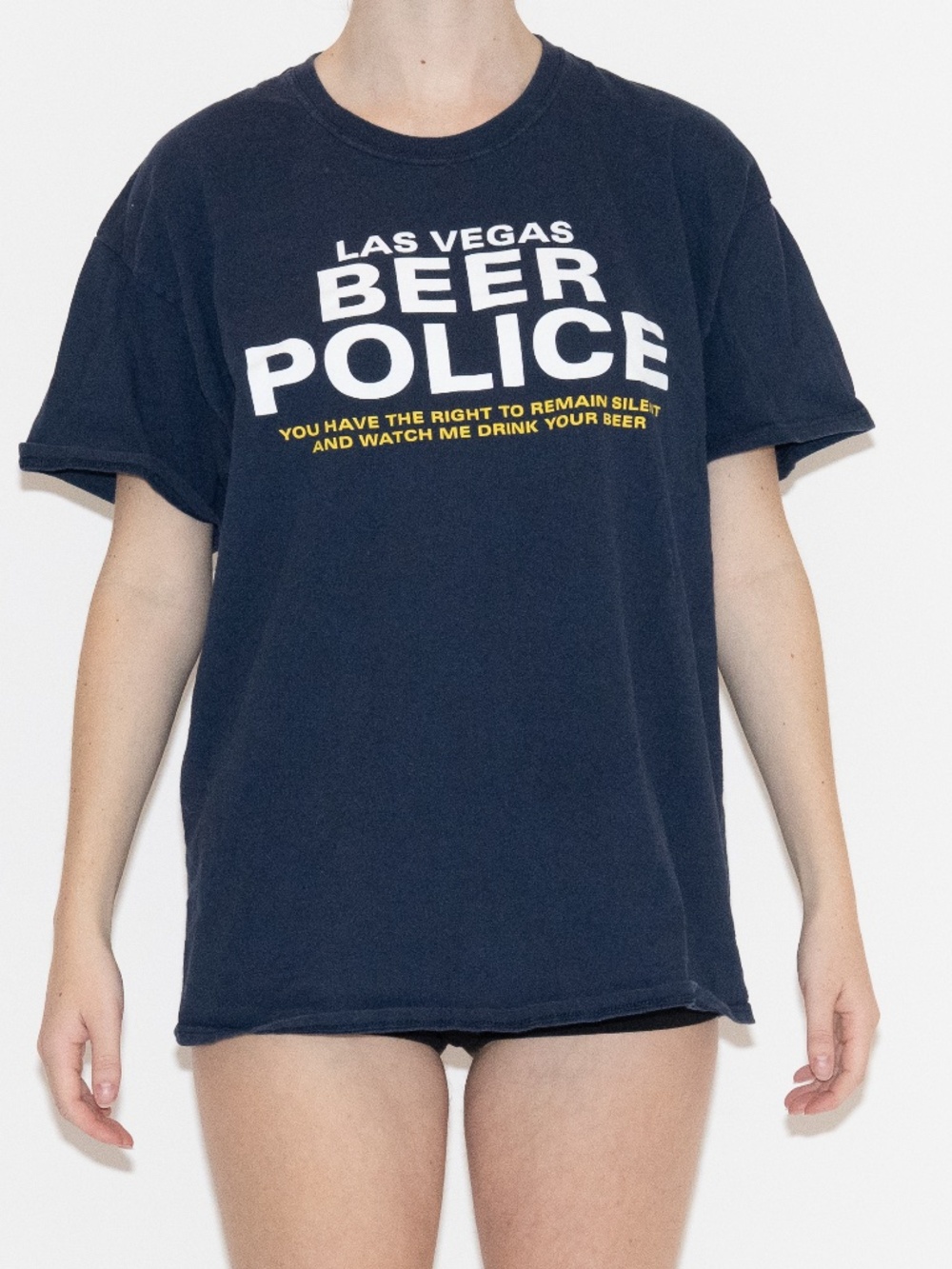 Graphic t shirt 'beer police' size XL gildan cotton navy blue